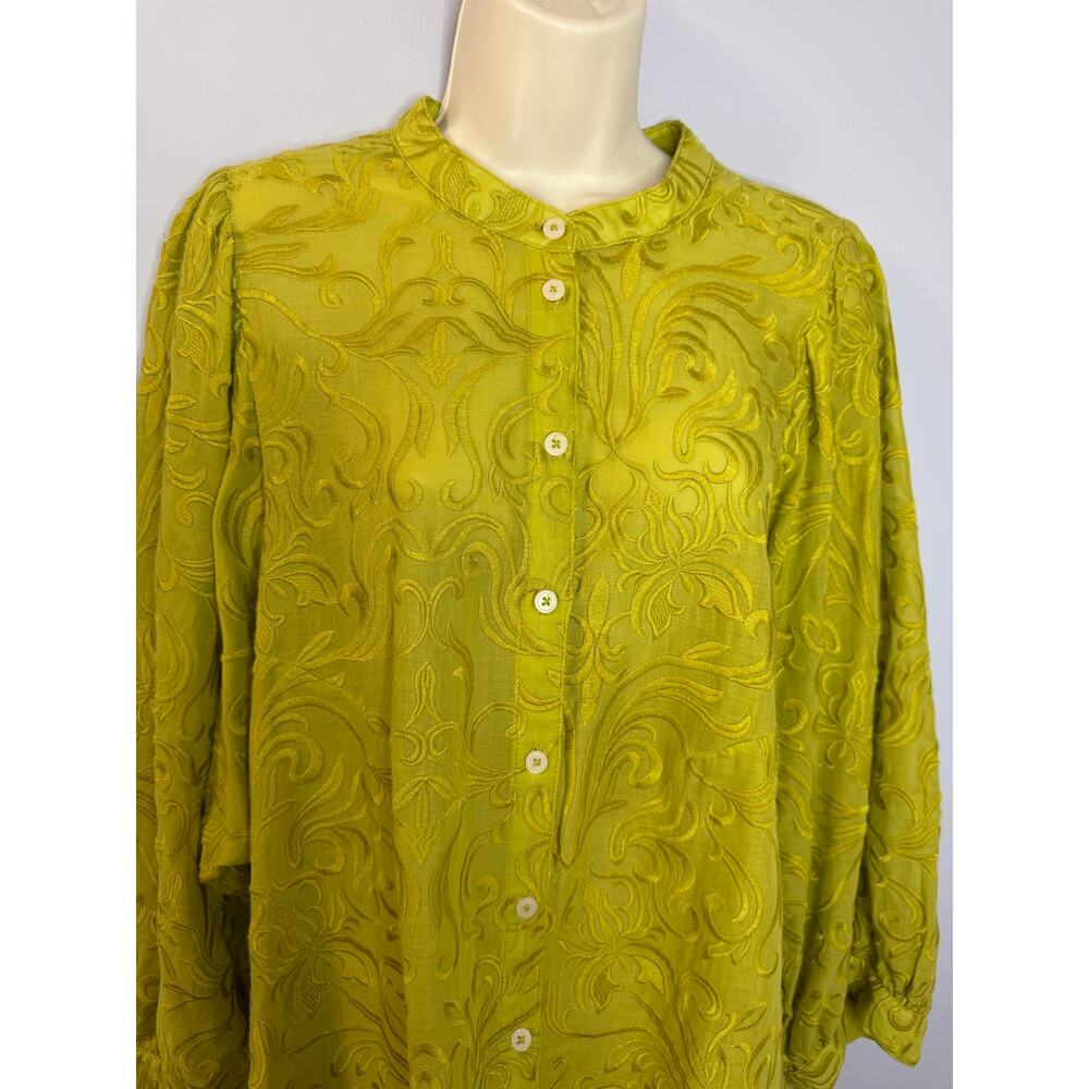 Pilcro Anthropologie Bella Embroidered Buttondown Blouse Line Relax Women's 2X - Picture 6 of 14